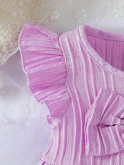 Cute Pink Ruffle Sleeve Top & Shorts Set