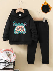 2pcs Hoodie And Pants,Letter Print Long Pants Set