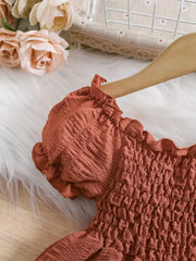 Bubble Sleeve Plain Color Dress with Cute Hat Two-piece Set