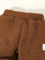 2pcs Set Zipper Half-Open Collar Top & Elastic Waist Cuffed Pants