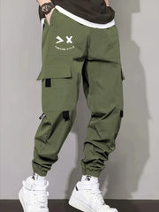 Pockets Elastic Waist Casual Loose Trouser