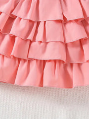 Floral Galter Top & Layered Hem Skirt & Hat