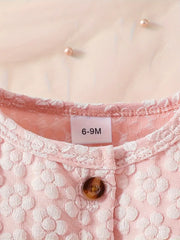 Floral Lace Dress with Ruffled Sleeves & Flared Skirt