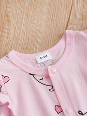 Hedgehog Print Flutter Sleeve Baby Girls Jumpsuit