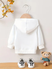 Cartoon Crown Letter Print Long Sleeve Hooded