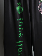 1Round Neck Short-Sleeved T-Shirt + Lion Pattern Positioning Print Tapered Trousers