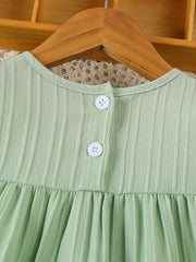 Casual Flower Flying Sleeve Dress + Hair Tie Two-Piece Set