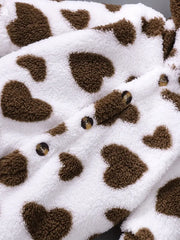 Autumn-Winter Heart Plush Hooded Long-Sleeve Bodysuit