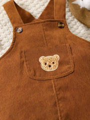Solid Color Casual Corduroy Overalls