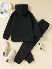 Letter Print Hooded Sweatshirt and Pants Set