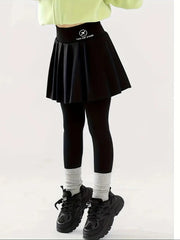Stretchy Letter Print Skort Leggings Comfy Pants