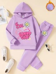 Letter Print Hooded Sweatshirt and Pants Set