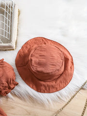 Bubble Sleeve Plain Color Dress with Cute Hat Two-piece Set