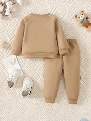 Two-piece Set C, Long Sleeve Hoodie and Bear Printed Pants Suit