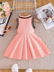 Girls Lapel Sleeveless Preppy Summer Dress