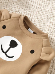 Two-piece Set C, Long Sleeve Hoodie and Bear Printed Pants Suit