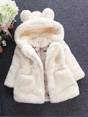 Thick Fleece Open Front Warm Outerwear Soft Plush Hooded Coat