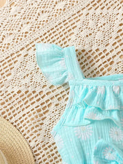 Casual Daisy Print  Summer Sleeveless Jumpsuit