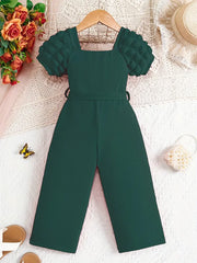 Short Puff Sleeve Ribbed Jumpsuit