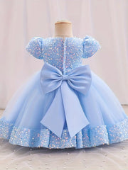 Sparkling Gown 3D Flower Decor Sequins Spliced Flower Dress