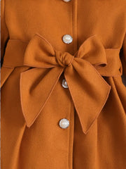 Soft Plush Bow Lapel Collar Jacket  Winter Coat
