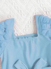 Short Puff Sleeve Ribbed Jumpsuit