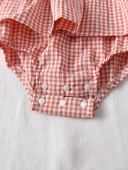 Adorable Summer Plaid Suspender Rompere
