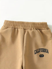 3pcs California Print Casual Jogger Pants