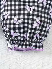 Strawberry Print Sleeveless Romper with Bow Detail