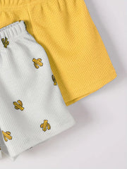 4pcs set Waffle Pattern Round Neck Vest + Pants Casual Set