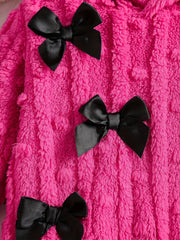 Bow Hooded Top and Trousers Two-Piece Combination Set