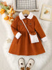 Fleece-Lined Dress with Small Bag Fashion Two-Piece Set