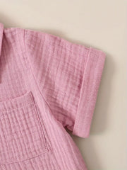 Wrinkle Cloth Short Sleeve Pajama Pants Set