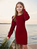 Long-Sleeve Knitted Dress with a Round Neckline