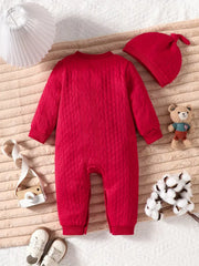 Stand Collar Cozy Knit Long-Sleeve Romper