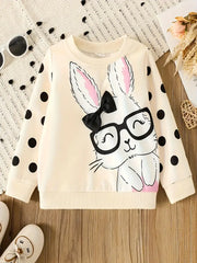 Toddler Rabbit Polka Dot Print Long Sleeve Pullover