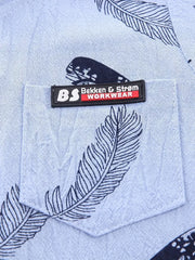 2pcs Set Feather Pattern Short Sleeve Shirt & Shorts