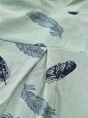 2pcs Set Feather Pattern Short Sleeve Shirt & Shorts