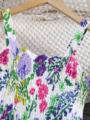 Floral Print Sleeveless Jumpsuit with Matching Beach Hat
