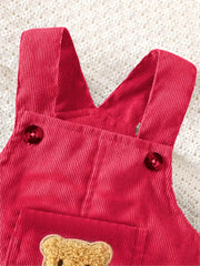 Solid Color Casual Corduroy Overalls