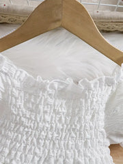 Bubble Sleeve Plain Color Dress with Cute Hat Two-piece Set