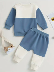 Color Block Long Sleeve Pullover Sweatshirt Tops & Pants