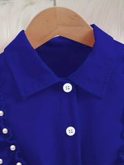 Ruffles Lapel Button Up Crop Shirt