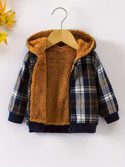 Cozy Fleece-Lined Plaid Zip-Up Hooded Jacket