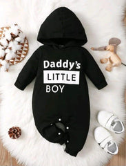 Casual and Cute Ribbed Knit Hooded Body Suit ''Daddy's Little Boy''