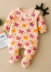 Soft White Petal Play Frill Interlock Sleepsuit for Baby Girls