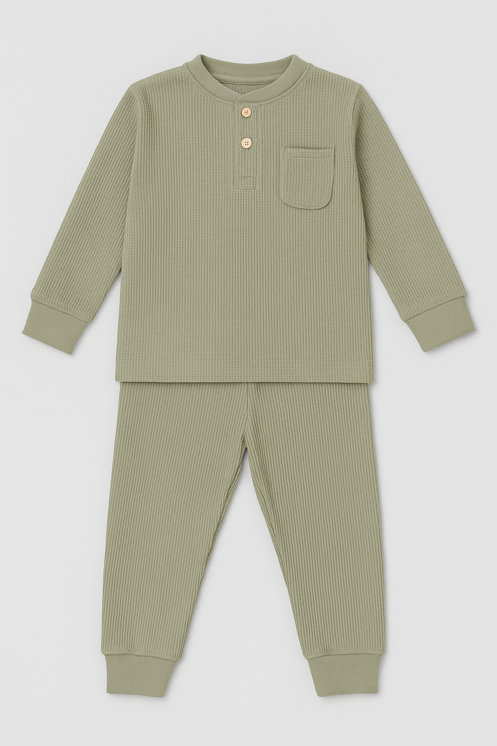 Featherhead FN-6513 Sea Grass Waffle Thermal Baby Set - Soft 100% Cotton
