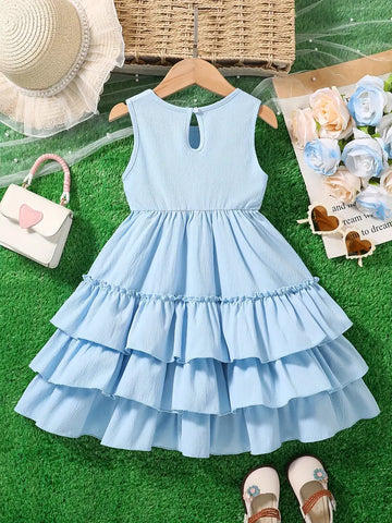 Sleeveless, Button Detail Chic Summer Princess Dress
