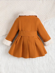 Soft Plush Bow Lapel Collar Jacket  Winter Coat