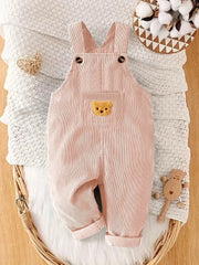 Solid Color Casual Corduroy Overalls